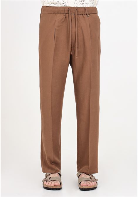 Brown men's trousers with elastic waist IM BRIAN | PA2866020